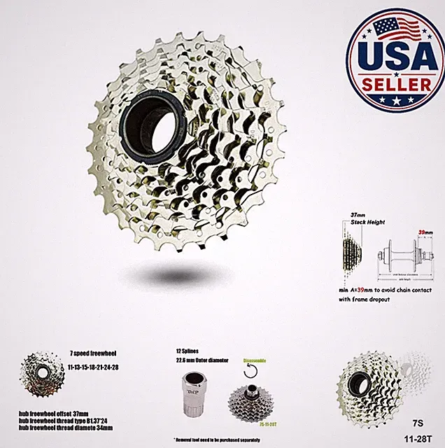 7 Speed Freewheel 11-28T Screw On Chromoly Steel E-Bike DNP Compatible Ebike