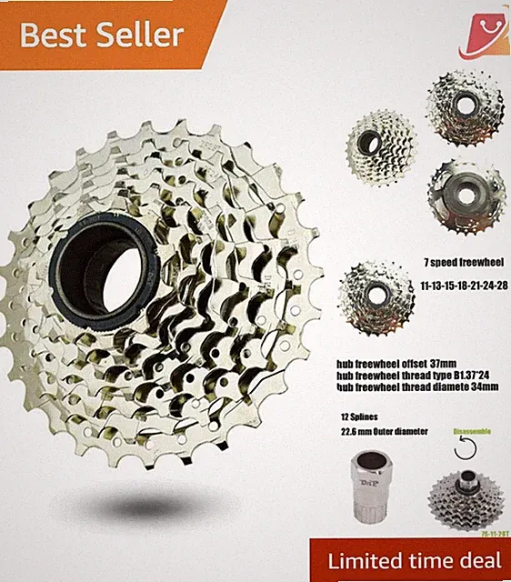 7 Speed Freewheel Aluminum 11-28T 11-34T E-Bike Freewheel for Cycling