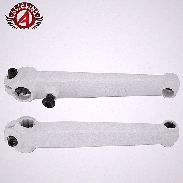 AltaLine Chromoly Bicycle WHITE Crank Arm SET USA Bottom Bracket 19mmx8T BMX.