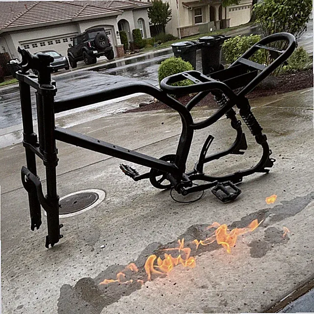 Black Metal E-bike Frame with Rear Suspension and Pedals ***CASH ONLY***