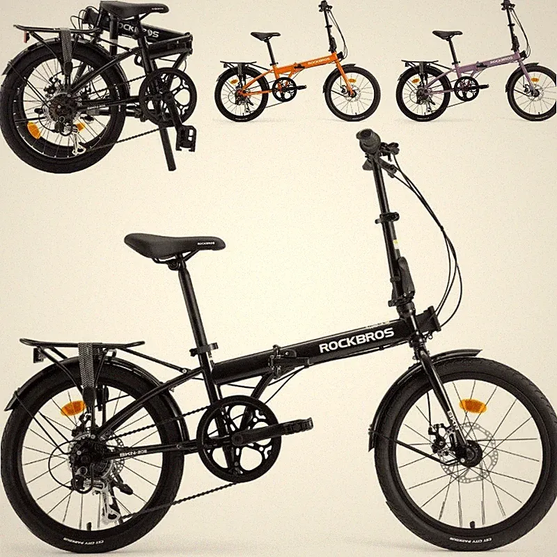 ROCKBROS SKN 20"Adult Folding Bike 7-Speed Variable Speed Disc Brake w/Rear Rack