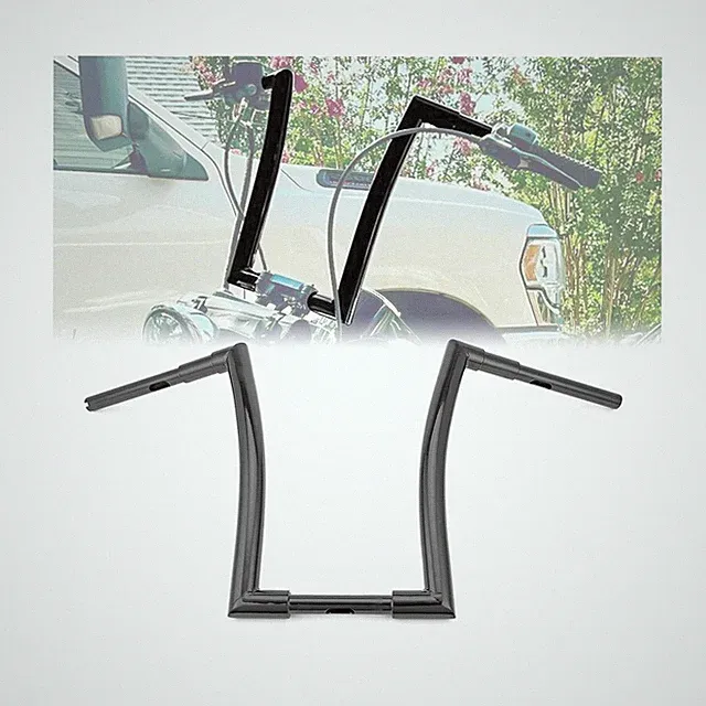 WSays 12" Rise Ape Handlebar 1.5" Fat Bar Handlebar Black Compatible with Har...